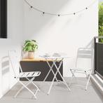 vidaXL 3-delige Bistroset inklapbaar staal wit, Verzenden, Nieuw, Rvs
