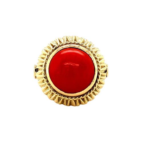 Gouden ring met bloedkoraal 14 krt, Sieraden, Tassen en Uiterlijk, Ringen, Nieuw, Ophalen of Verzenden