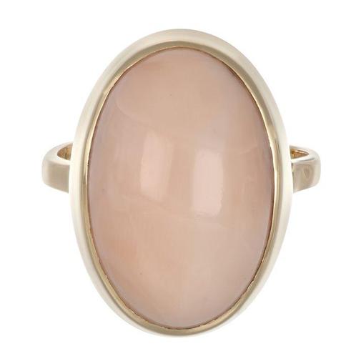 Ring - 18 karaat Geel goud Koraal, Sieraden, Tassen en Uiterlijk, Ringen