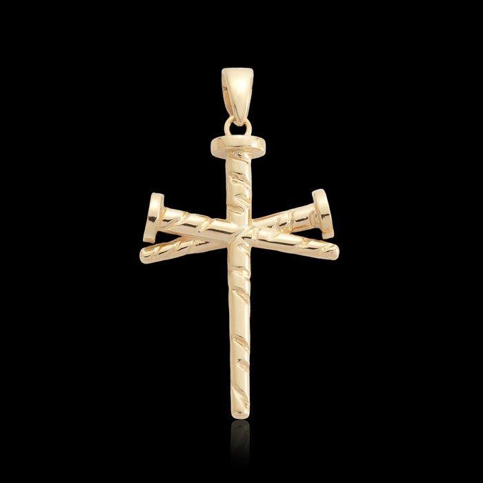 Zonder Minimumprijs - Kruishanger - 14 karaat Geel goud, Sieraden, Tassen en Uiterlijk, Antieke sieraden