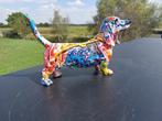 Beeld, street Art dachshund - 21 cm - polyresin