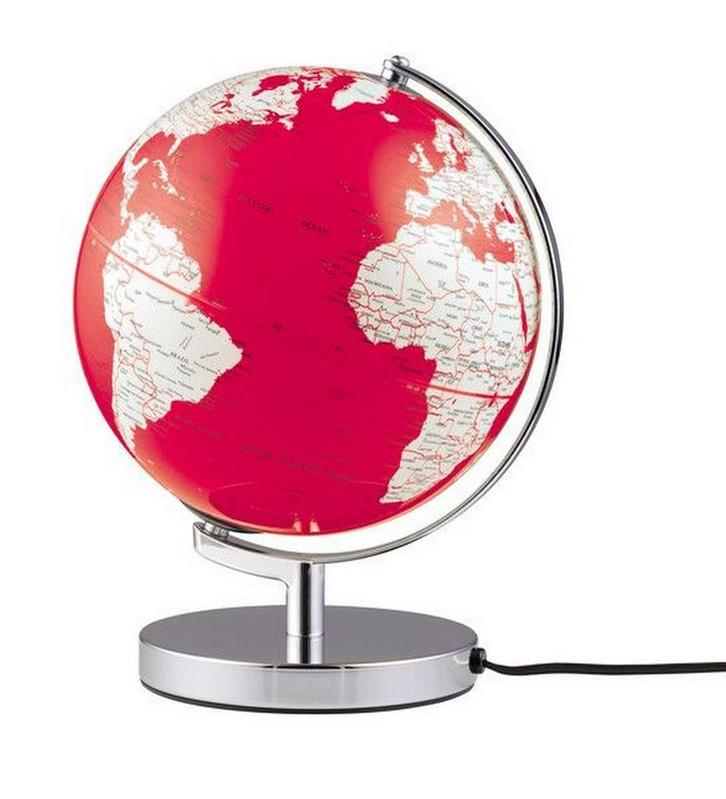 Wereldbol Tafelmodel Terra Red Light 25cm, Huis en Inrichting, Woonaccessoires | Wereldbollen, Nieuw, Verlicht, Verzenden