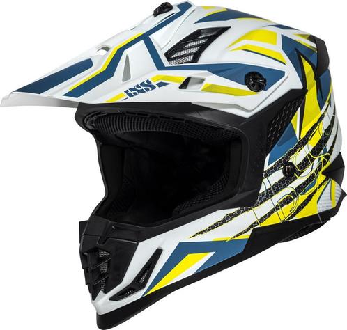 IXS iXS363 2.0 Wit Geel Blauw Crosshelm, Motoren, Kleding | Motorhelmen, Offroadhelm, Heren, XXL, Nieuw met kaartje, Overige merken