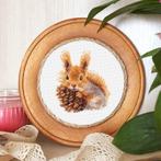 Eekhoorn Borduurset 18CT op Wit Borduurstof DW2909, Verzenden, Nieuw