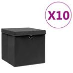 vidaXL Opbergboxen met deksel 10 st 28x28x28 cm zwart, Nieuw, Verzenden