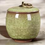Urn | mini | Keramiek | afmeting 6.5x7.5 cm o.a: Licht groen, Dieren en Toebehoren, Verzenden, Nieuw