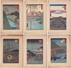 Six prints from the series Meisho Edo Hyakkei (One Hundred, Antiek en Kunst