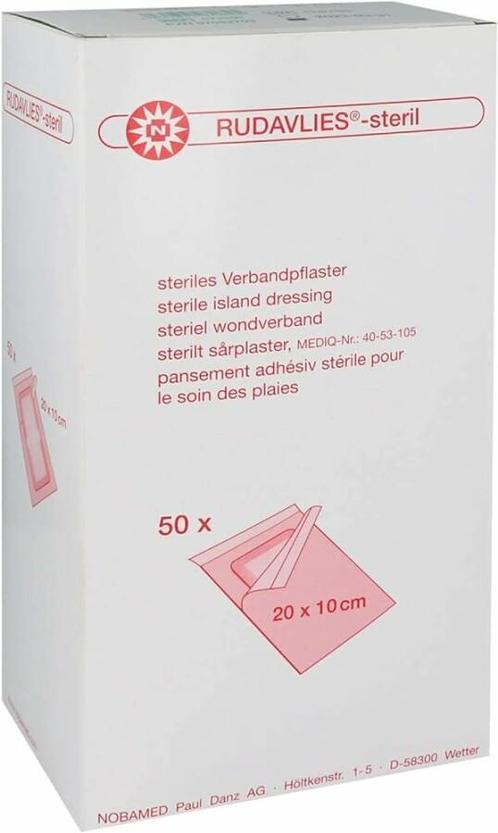 Eilandpleister Rudavlies - Steriel - Wit - 10 x 20 cm - 50, Diversen, Verpleegmiddelen, Nieuw, Verzenden