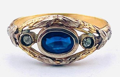 Zonder Minimumprijs - Ring - 18 karaat Geel goud Saffier -, Sieraden, Tassen en Uiterlijk, Ringen