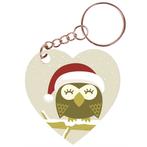 Sleutelhanger hartje 5x5cm - Kerst Uil op Tak met Sneeuw Ill, Verzamelen, Nieuw, Ophalen of Verzenden