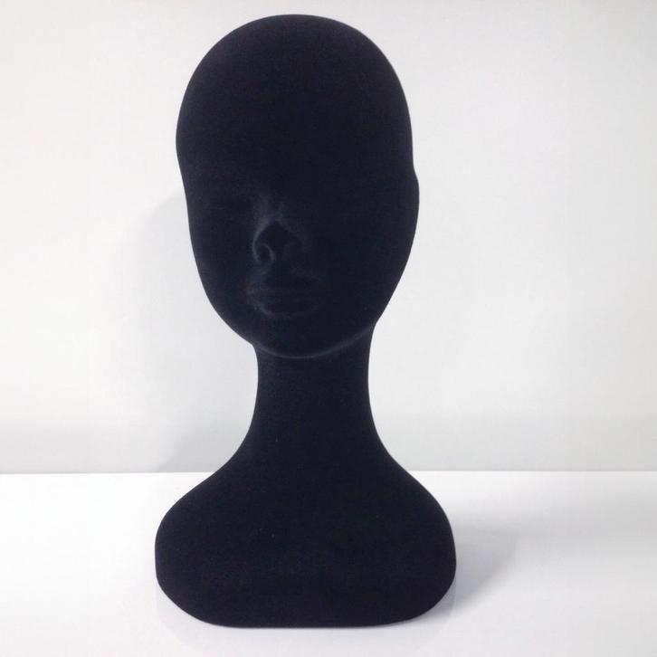 Hoofd - Vrouw - Zwart Flock - Ware Grootte, Zakelijke goederen, Kantoor en Winkelinrichting | Winkel en Inventaris