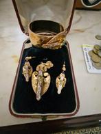 Parure - 12 kt. Geel goud Turquoise - Parel, Sieraden, Tassen en Uiterlijk, Antieke sieraden