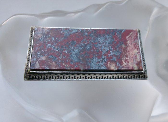 Zilver, Jasper - Broche - Art Deco, Antiek en Kunst, Kunst | Designobjecten