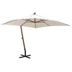 Zweefparasol Hout Wit 300x300 - Stoer Design! | Tweedekansje, Nieuw, Ophalen of Verzenden, Zweefparasol, Waterdicht
