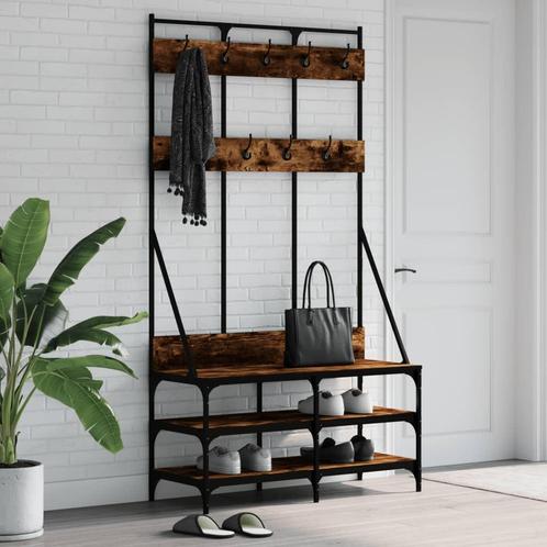 vidaXL Kledingrek met schoenenrek 100x40x184 cm gerookt, Kleding | Dames, Kledingrekken, Nieuw, Verzenden