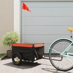 vidaXL Fietstrailer 30 kg ijzer zwart en oranje, Fietsen en Brommers, Verzenden, Nieuw