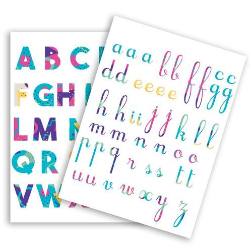Stickers - Gekleurd Alphabet - Blokletters & Geschreven Lett, Hobby en Vrije tijd, Stickers en Plaatjes, Nieuw, Ophalen of Verzenden