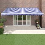 vidaXL Luifel automatisch uitschuifbaar 5x3 m blauw en wit, Verzenden, Nieuw