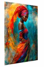 John Joseb glasschilderij vrouw met kleurrijke jurk abstract, Minder dan 50 cm, Verzenden, Nieuw, Schilderij