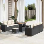 vidaXL Tuin Sofa Set met opslag 9 pcs Zwart Poly riet, Tuin en Terras, Verzenden, Nieuw, Rotan