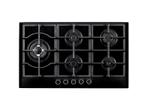 Everglades - Gas Kookplaat - Zwart Glas, Verzenden, Nieuw, Gas, 5 kookzones of meer