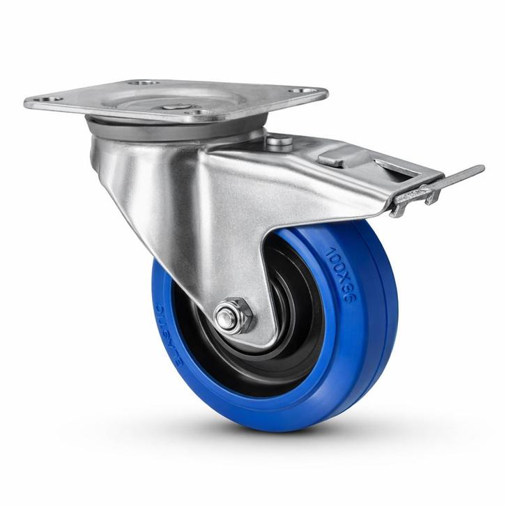 FORTEX Blue Wheel zwenkwiel Ø100mm met dubbele rem WLL 200kg, Muziek en Instrumenten, Licht en Laser, Verzenden