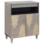 vidaXL Dressoir Grijs en Goud 60 x 33 x 75 cm Massief Mango, Huis en Inrichting, Woonaccessoires | Cd- en Dvd-rekken, Verzenden