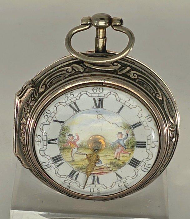 Tarts London - prunkvolle Repousse Silberspindeluhr - feinst, Sieraden, Tassen en Uiterlijk, Horloges | Heren