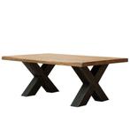 Eiken houten boomstamtafel | robuuste tafel | metalen poten, Huis en Inrichting, Tafels | Eettafels, 100 tot 150 cm, Eikenhout