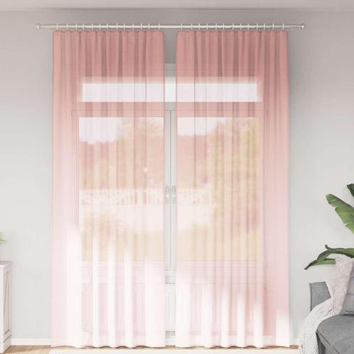vidaXL Gordijnen voile met lussen 2 st 140x260 cm roze, Huis en Inrichting, Stoffering | Gordijnen en Lamellen, Nieuw, Verzenden