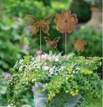 Tuinstekerset bloemen & vlinders (4 stuks), Tuin en Terras, Tuinwanddecoratie, Nieuw, Verzenden
