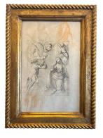 Italiaanse school (XVI) - Disegno Antico Scena Sacra, Antiek en Kunst