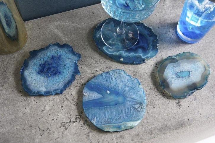 Set van 4 onderzetters voor glazen COASTER 10cm blauwe, Huis en Inrichting, Woonaccessoires | Overige, Ophalen of Verzenden