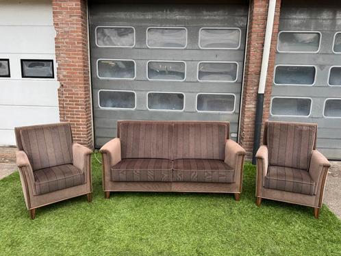 Bankstel senioren bank stof met 2 fauteuils/stoelen, Huis en Inrichting, Banken | Bankstellen, Rechte bank, Vierpersoons of meer