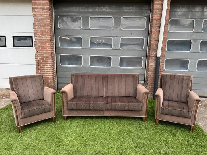 Bankstel senioren bank stof met 2 fauteuils/stoelen, Huis en Inrichting, Banken | Bankstellen, Rechte bank, Vierpersoons of meer