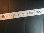 Ivory lint 45 mm met bruin opdruk +/- 50cm. - eigen tekst, Ophalen of Verzenden, Nieuw