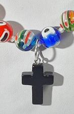 Kraag van onyx kruis en armband met Murano-glas - Zilveren, Antiek en Kunst