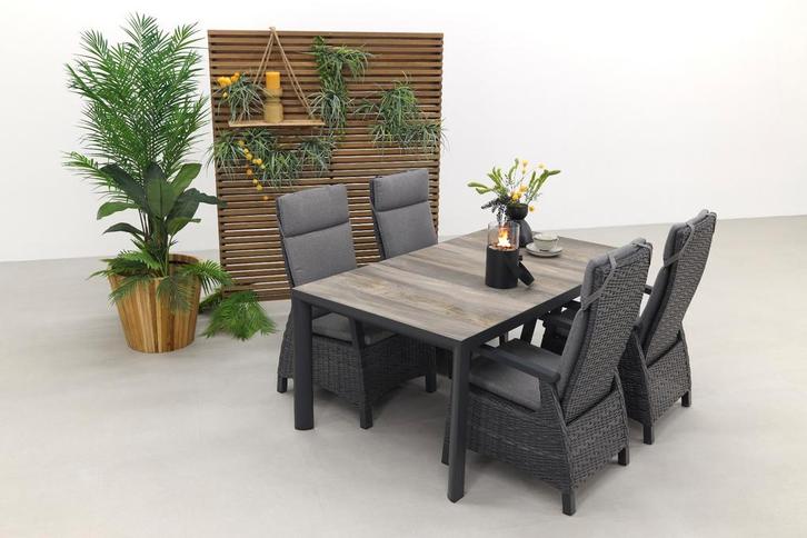 VDG Darwin/Kings tuinset antraciet - 180x100 cm., Tuin en Terras, Tuinsets en Loungesets, Tuinset, Nieuw, Wicker, Verzenden