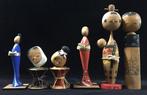 Set van 6 / Japanse vintage houten Kokeshi pop (H: 11-25 cm)