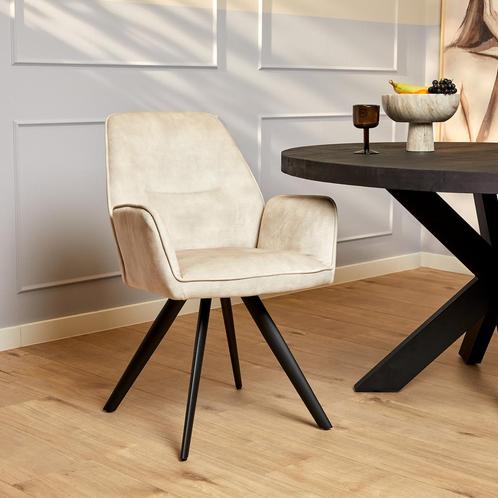 Eetkamerstoel Nova | Champagne | Met armleuning, Huis en Inrichting, Stoelen, Nieuw, Ophalen of Verzenden