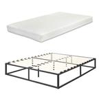 Stalen bedframe met bedbodem en matras 160x200 zwart, Verzenden, Nieuw