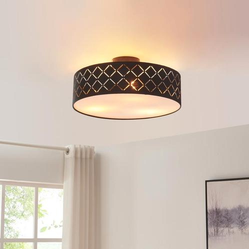 Plafondlamp Bay 3-lichts Ø45 cm zwart en wit E27 lux.pro, Huis en Inrichting, Lampen | Plafondlampen, Nieuw, Verzenden