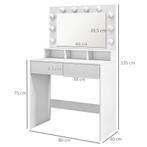 Kaptafel Met LED-verlichting, Kaptafel Met Spiegel, Instelba, Huis en Inrichting, Tafels | Kaptafels, Verzenden, Nieuw