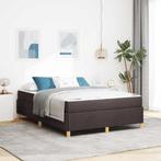 vidaXL Boxspring bed met matras Donkerbruin en Wit 160 x 200, Huis en Inrichting, Verzenden, Nieuw, Bruin, Stof