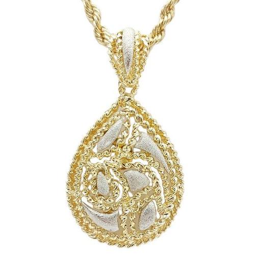 Ketting met hanger - 18 karaat Geel goud, Witgoud, Sieraden, Tassen en Uiterlijk, Antieke sieraden
