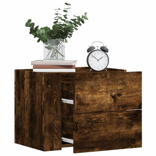 vidaXL Nachtkastje wandgemonteerd 45x30x35 cm gerookt, Huis en Inrichting, Slaapkamer | Nachtkastjes, Nieuw, Hout, Verzenden