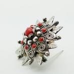 Zonder Minimumprijs - Broche Zilver - Italië - bloedkoraal