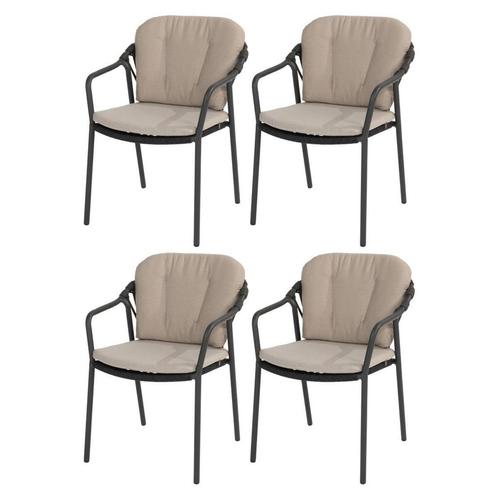 Manitoba stapelbare tuinstoel antraciet Taste 4SO set van 4, Tuin en Terras, Tuinstoelen, Nieuw, Aluminium, Ophalen of Verzenden