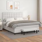 vidaXL Boxspring met matras kunstleer wit 180x200 cm, Overige materialen, Eenpersoons, Verzenden, Wit