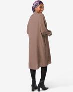 HEMA Damesjurk Senna ribbel midi taupe, Kleding | Dames, Jurken, Verzenden, Nieuw